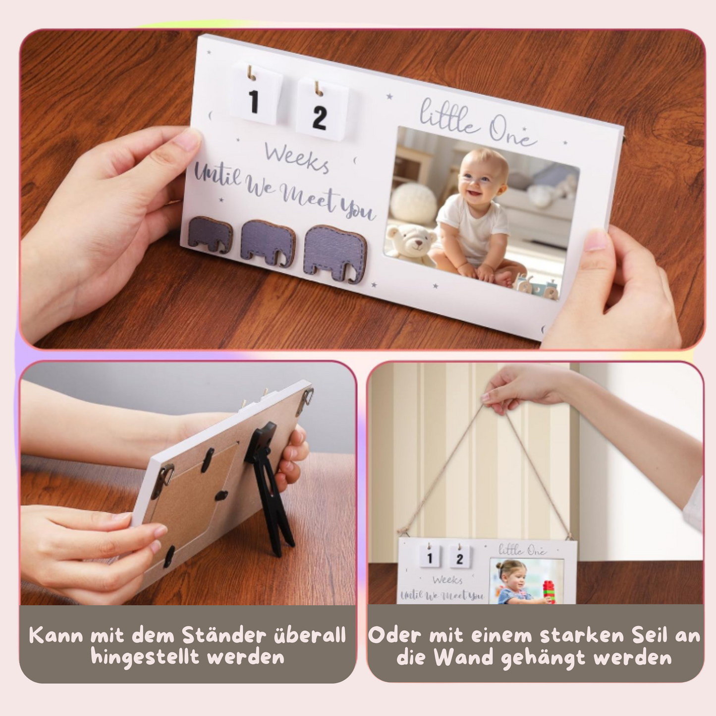 Baby Ultraschallbilder Fotorahmen mit Countdown - personalisierbar