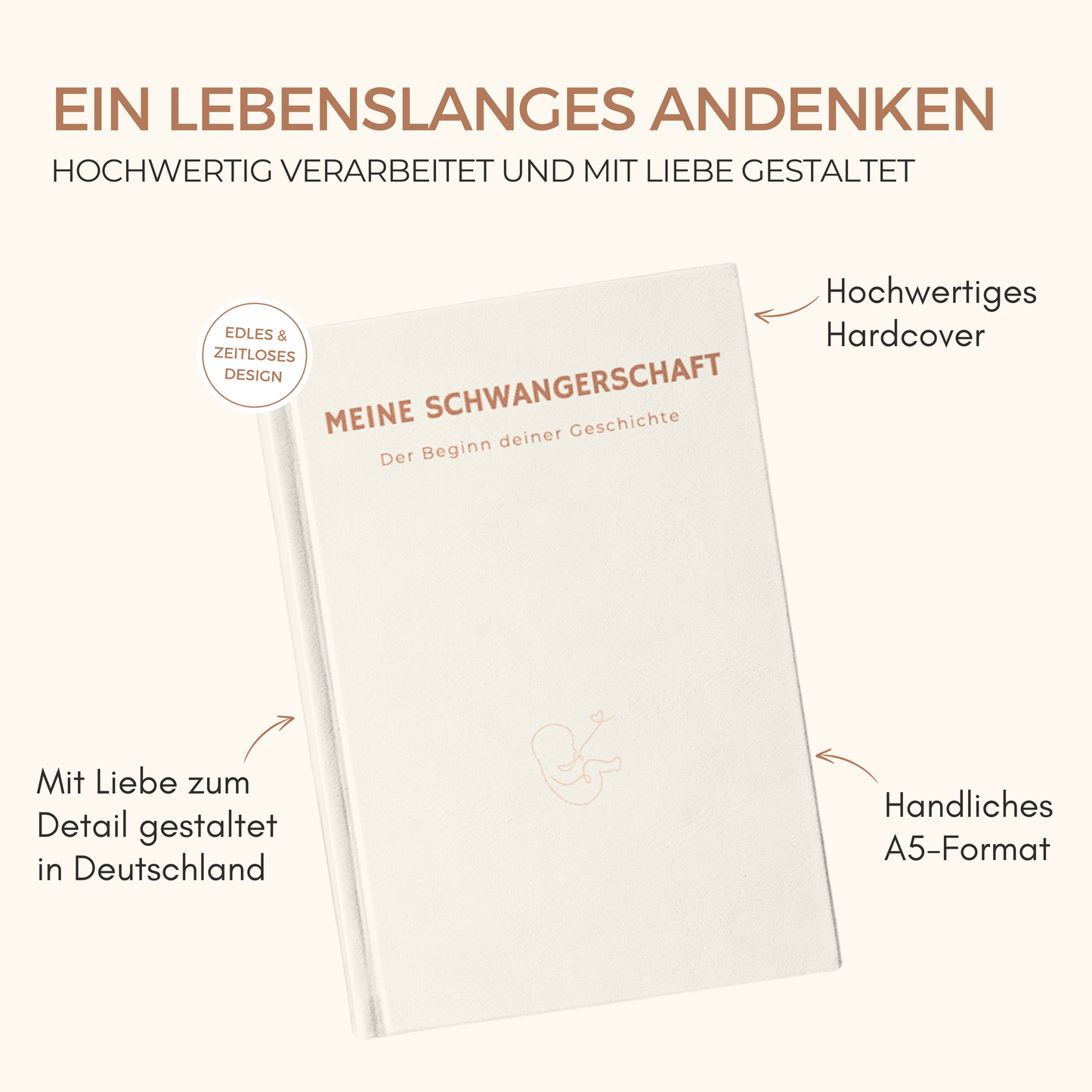 Schwangerschafts- tagebuch in DIN A5 hochwertiges Tagebuch für deine Schwangerschaft