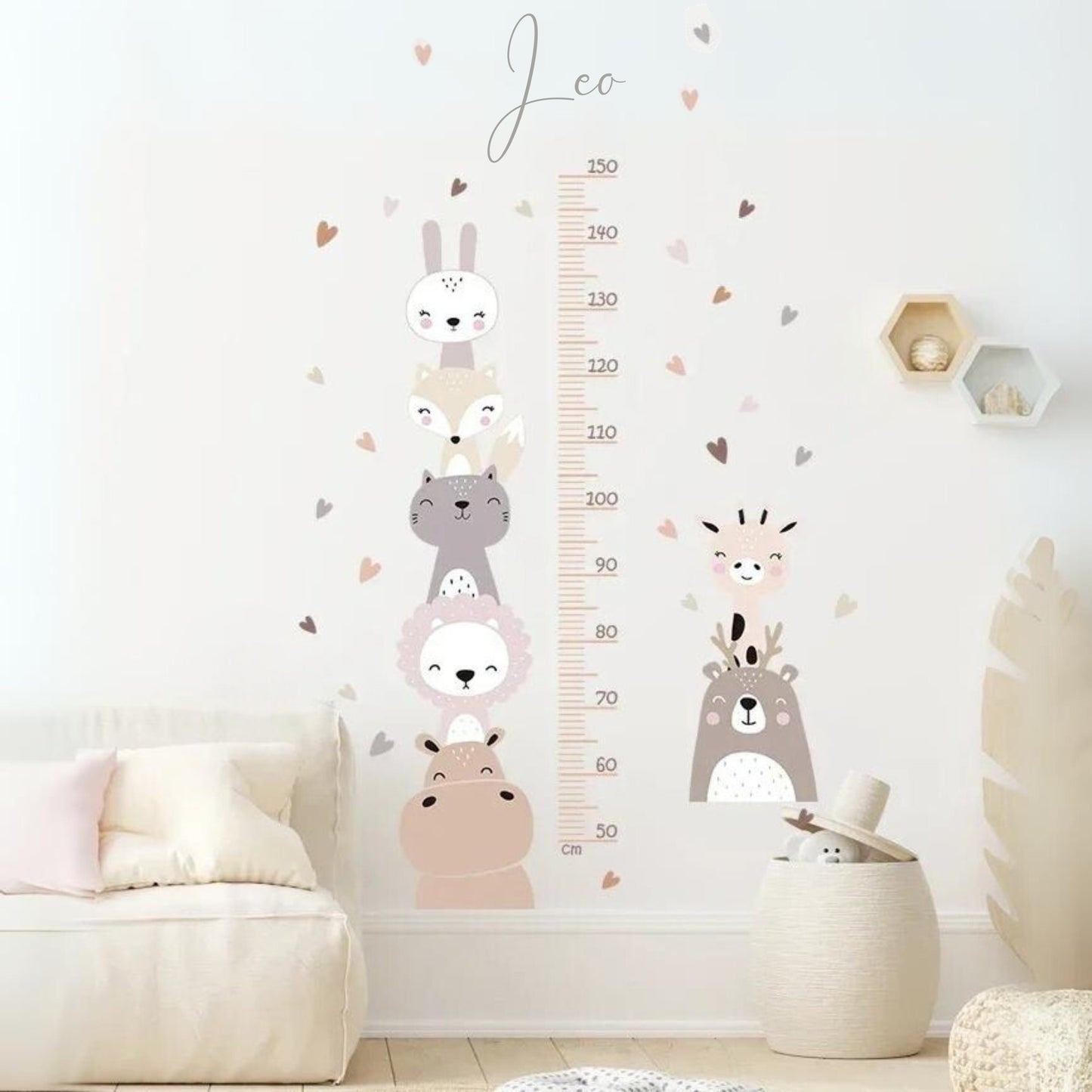 personalisierter Wandsticker mit Messlatte fürs Kinderzimmer, Baby Geschenk Wandtattoo bzw Wandaufkleber mit Maßband