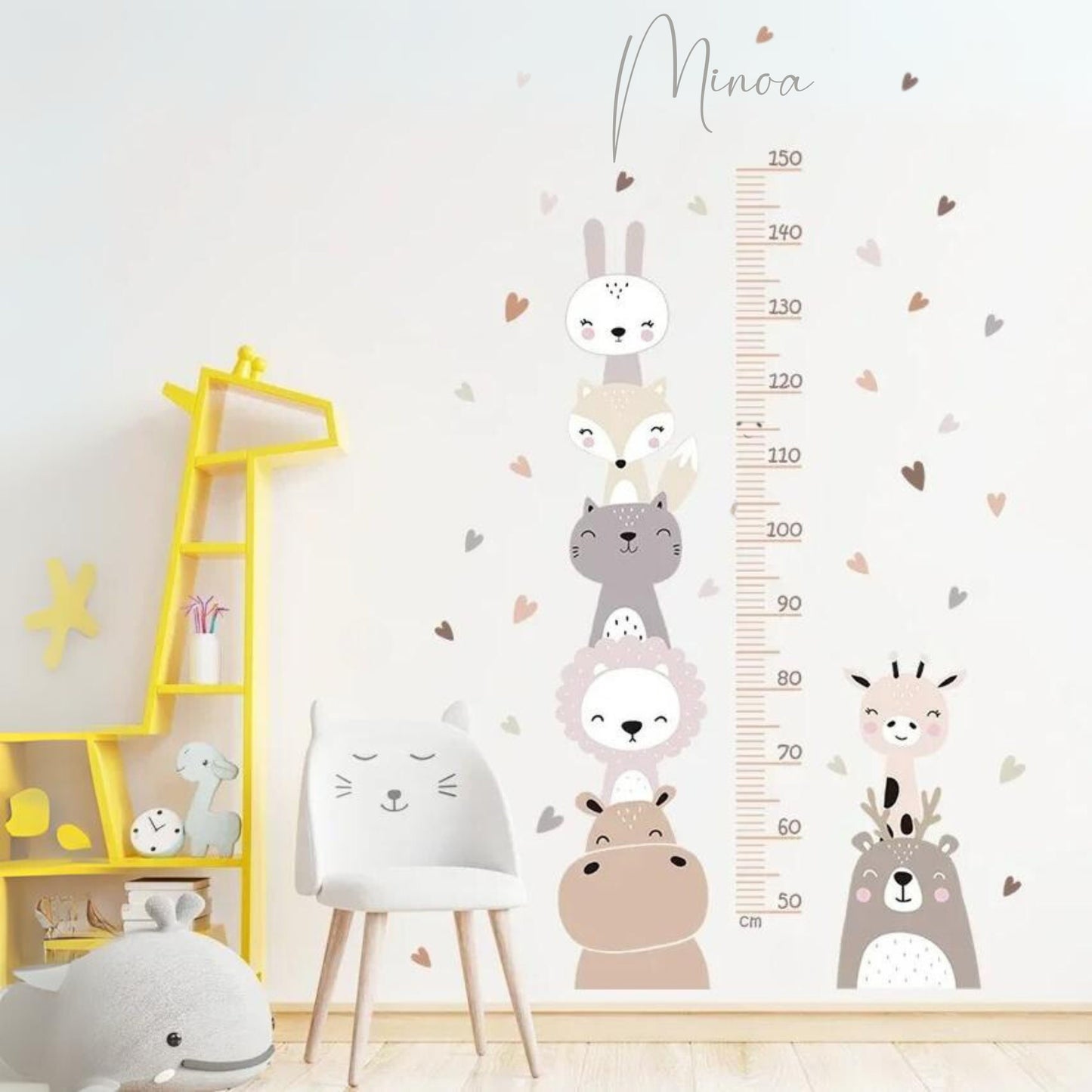 personalisierter Wandsticker mit Messlatte fürs Kinderzimmer, Baby Geschenk Wandtattoo bzw Wandaufkleber mit Maßband