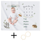 Baby Meilensteindecke personalisiert mit Holz Rahmen